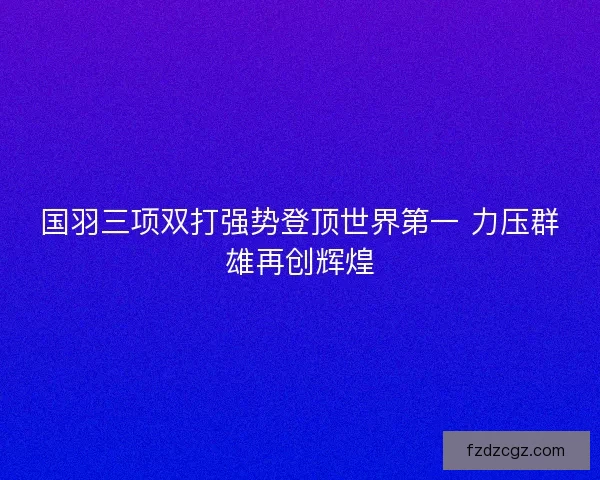国羽三项双打强势登顶世界第一 力压群雄再创辉煌