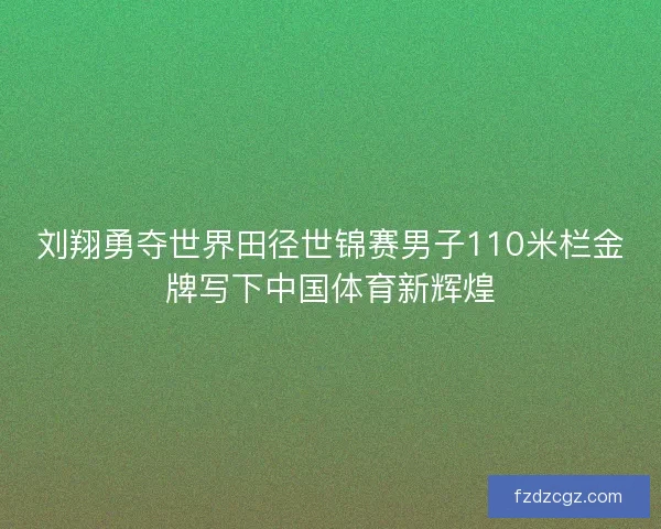 刘翔勇夺世界田径世锦赛男子110米栏金牌写下中国体育新辉煌 刘翔勇夺世界田径世锦赛男子110米栏金牌写下中国体育新辉煌